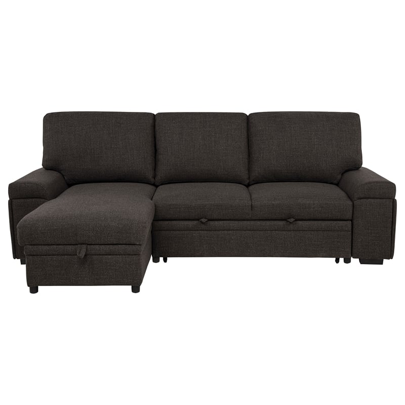 Pemberly Row Sleeper Sectional with Speaker and Storage Chaise in Brown