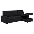 Pemberly Row Sleeper Sectional with Speaker and Storage Chaise in Black