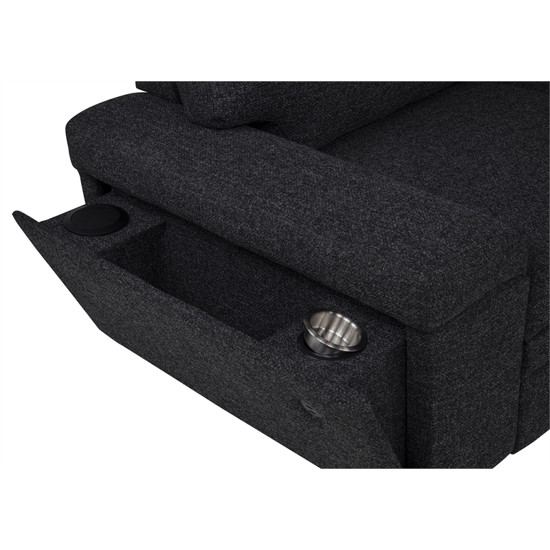 Pemberly Row Sleeper Sectional with Speaker and Storage Chaise in Black