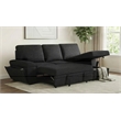 Pemberly Row Sleeper Sectional with Speaker and Storage Chaise in Black