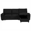 Pemberly Row Sleeper Sectional with Speaker and Storage Chaise in Black