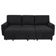 Pemberly Row Sleeper Sectional with Speaker and Storage Chaise in Black