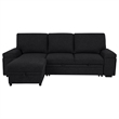 Pemberly Row Sleeper Sectional with Speaker and Storage Chaise in Black