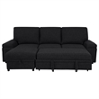 Pemberly Row Sleeper Sectional with Speaker and Storage Chaise in Black