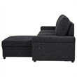 Pemberly Row Sleeper Sectional with Speaker and Storage Chaise in Black