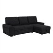 Pemberly Row Sleeper Sectional with Speaker and Storage Chaise in Black