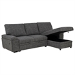 Pemberly Row Sleeper Sectional with Speaker and Storage Chaise in Gray