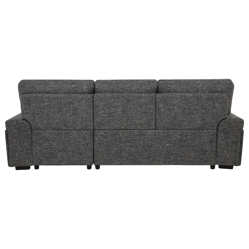 Pemberly Row Sleeper Sectional with Speaker and Storage Chaise in Gray