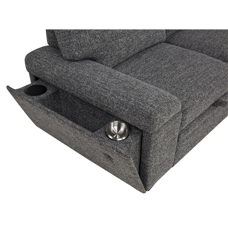 Pemberly Row Sleeper Sectional with Speaker and Storage Chaise in Gray