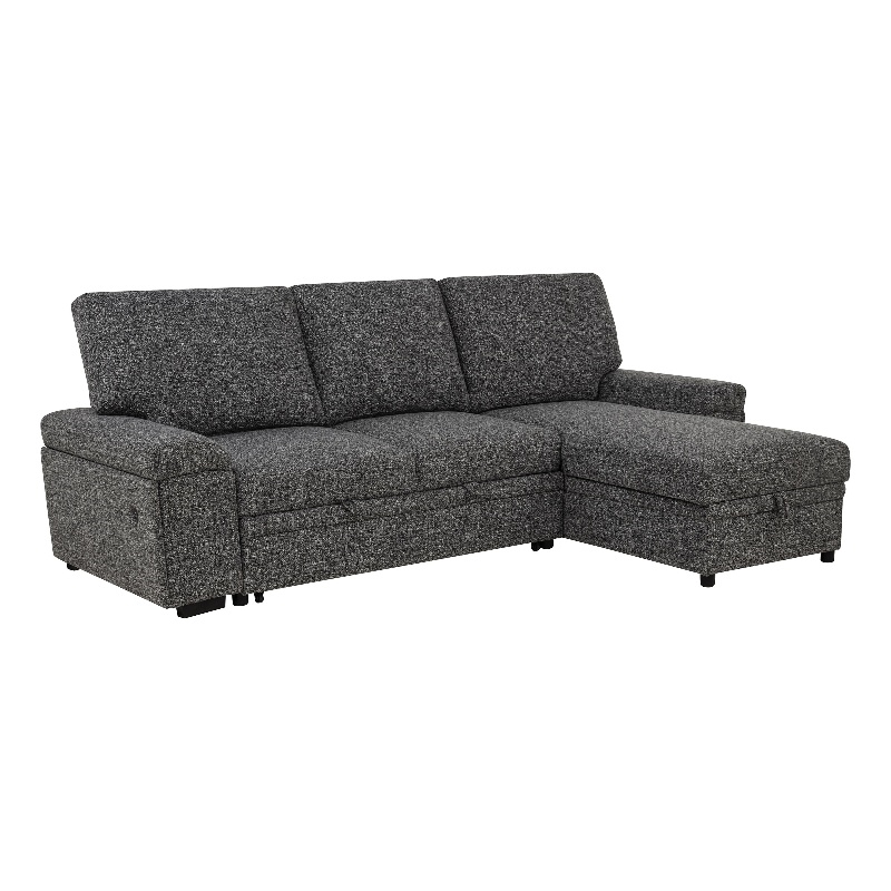 Pemberly Row Sleeper Sectional with Speaker and Storage Chaise in Gray