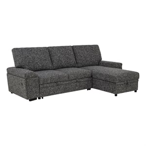 Pemberly Row Sleeper Sectional with Speaker and Storage Chaise in Gray