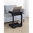 Pemberly Row C-Shaped Lift-Top Sofa Side Table With Casters in Black