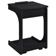 Pemberly Row C-Shaped Lift-Top Sofa Side Table With Casters in Black