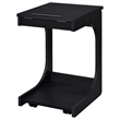 Pemberly Row C-Shaped Lift-Top Sofa Side Table With Casters in Black