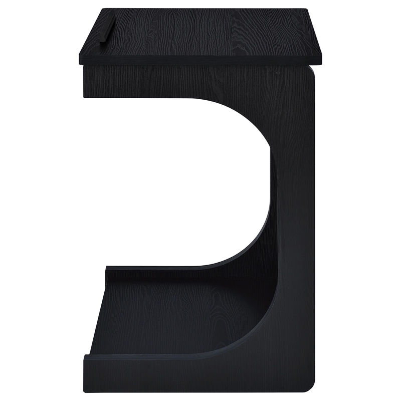 Pemberly Row C-Shaped Lift-Top Sofa Side Table With Casters in Black