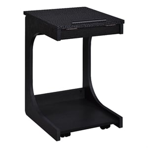 Pemberly Row C-Shaped Lift-Top Sofa Side Table With Casters in Black
