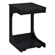 Pemberly Row C-Shaped Lift-Top Sofa Side Table With Casters in Black