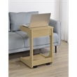 Pemberly Row C-Shaped Lift-Top Sofa Side Table With Casters in Light Oak
