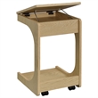 Pemberly Row C-Shaped Lift-Top Sofa Side Table With Casters in Light Oak