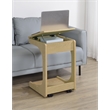 Pemberly Row C-Shaped Lift-Top Sofa Side Table With Casters in Light Oak