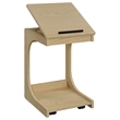 Pemberly Row C-Shaped Lift-Top Sofa Side Table With Casters in Light Oak