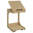 Pemberly Row C-Shaped Lift-Top Sofa Side Table With Casters in Light Oak