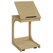 Pemberly Row C-Shaped Lift-Top Sofa Side Table With Casters in Light Oak