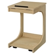 Pemberly Row C-Shaped Lift-Top Sofa Side Table With Casters in Light Oak