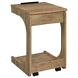 Pemberly Row C-Shaped Lift-Top Sofa Side Table With Casters in Brown