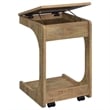Pemberly Row C-Shaped Lift-Top Sofa Side Table With Casters in Brown