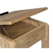 Pemberly Row C-Shaped Lift-Top Sofa Side Table With Casters in Brown