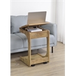 Pemberly Row C-Shaped Lift-Top Sofa Side Table With Casters in Brown