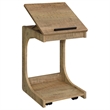 Pemberly Row C-Shaped Lift-Top Sofa Side Table With Casters in Brown