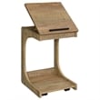 Pemberly Row C-Shaped Lift-Top Sofa Side Table With Casters in Brown