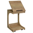 Pemberly Row C-Shaped Lift-Top Sofa Side Table With Casters in Brown