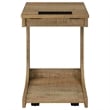 Pemberly Row C-Shaped Lift-Top Sofa Side Table With Casters in Brown