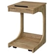 Pemberly Row C-Shaped Lift-Top Sofa Side Table With Casters in Brown