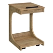 Pemberly Row C-Shaped Lift-Top Sofa Side Table With Casters in Brown
