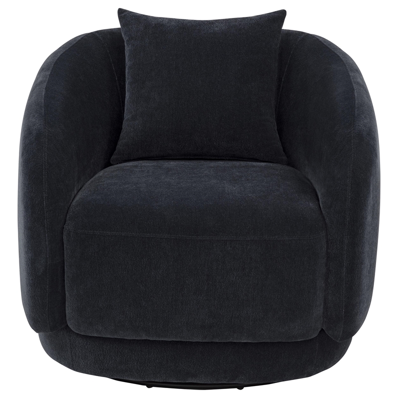 Pemberly Row Chenille Upholstered Swivel Accent Chair in Navy