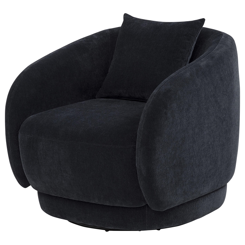 Pemberly Row Chenille Upholstered Swivel Accent Chair in Navy