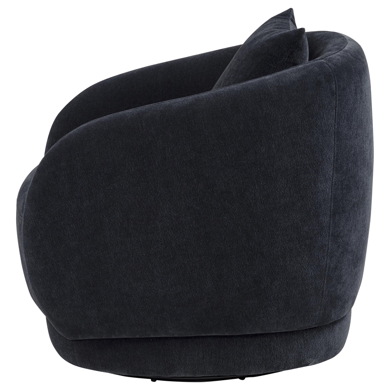 Pemberly Row Chenille Upholstered Swivel Accent Chair in Navy