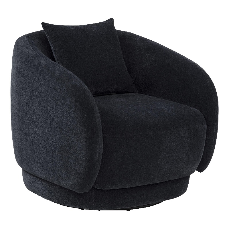 Pemberly Row Chenille Upholstered Swivel Accent Chair in Navy