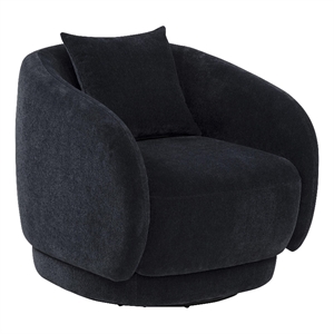 Pemberly Row Chenille Upholstered Swivel Accent Chair in Navy