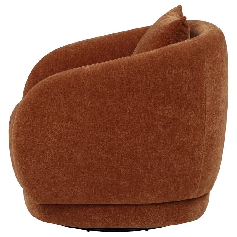 Pemberly Row Chenille Upholstered Swivel Accent Chair in Burnt Orange
