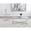 Pemberly Row 2-Piece Tempered Glass Metal Base Coffee Table Set in Chrome