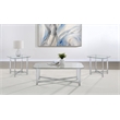 Pemberly Row 3-Piece Tempered Glass Metal Base Coffee Table Set in Chrome