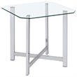 Pemberly Row 3-Piece Tempered Glass Metal Base Coffee Table Set in Chrome