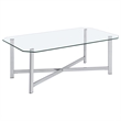 Pemberly Row 3-Piece Tempered Glass Metal Base Coffee Table Set in Chrome