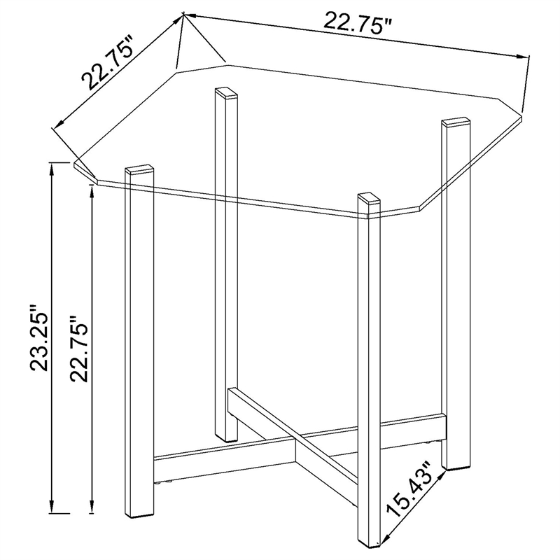 Pemberly Row Tempered Glass Top Metal Base Side End Table in Chrome