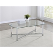 Pemberly Row Tempered Glass Top Metal Base Cocktail Coffee Table in Chrome